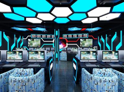 電競網吧|空間|室內設計|一九九二效果圖 