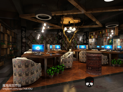 網吧裝飾效果圖庫大全欣賞&ndash; 設計本裝修效果圖